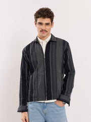 Cropped Fit Textured Zipper Jacket